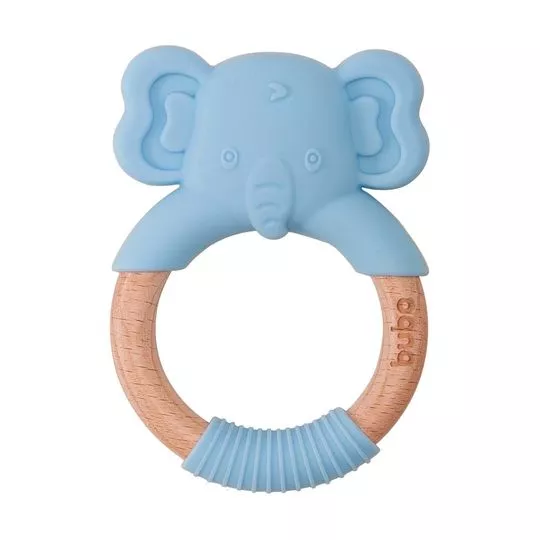 Mordedor Elefante- Azul & Marrom Claro- 9,5x7x2cm- Buba