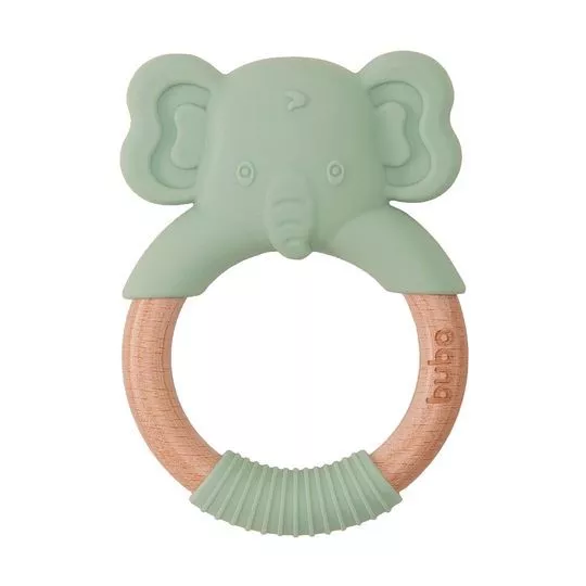 Mordedor Elefante- Verde & Marrom Claro- 9,5x7x2cm- Buba