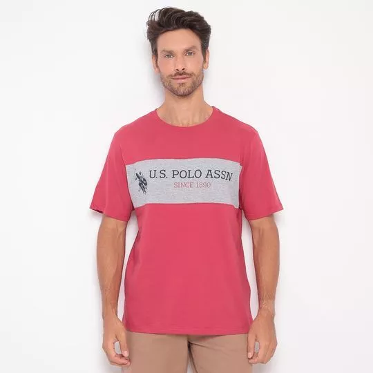 Camiseta U.S. Polo Assn Masculina Crewneck Classic Red Icon Preta