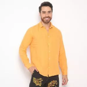 Camisa Em Linho<BR>- Amarela