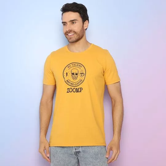 Camiseta Com Inscrições- Amarelo Escuro & Preta