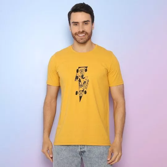 Camiseta Skate De Caveira- Amarela & Preta