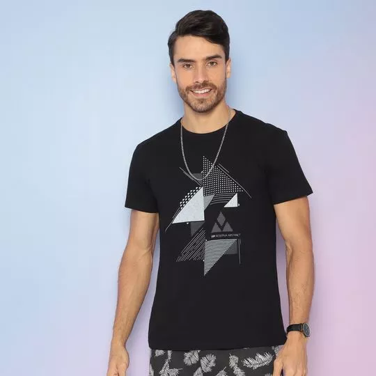 Camiseta Geométrica- Preta & Cinza Claro
