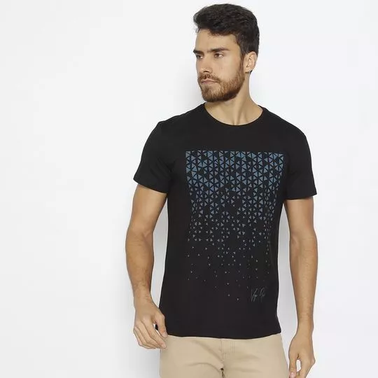 Camiseta Geométrica- Preta & Azul Escuro
