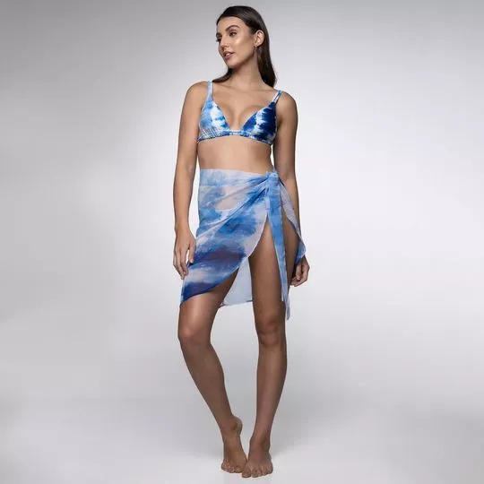 Pareô Tie Dye- Azul Escuro & Branco- 130x120cm- Brazil Del Mar - PRIVALIA -  O outlet online de moda Nº1 no Brasil