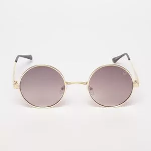 Óculos de Sol Redondo<BR>- Dourado & Preto