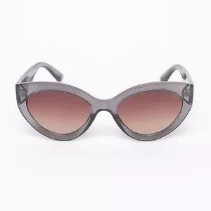 Óculos De Sol Arredondado<BR>- Cinza & Marrom