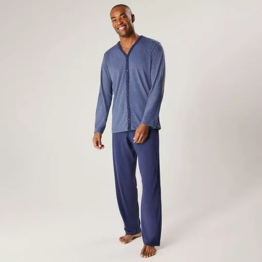 Pijama Com Recortes- Azul Marinho