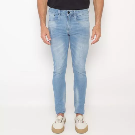 Calça Jeans Skinny Estonada- Azul Claro