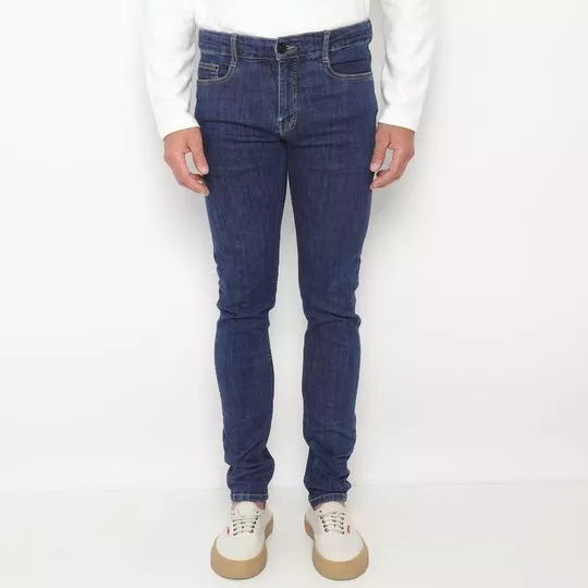 Calça Jeans Skinny Estonada- Azul Escuro