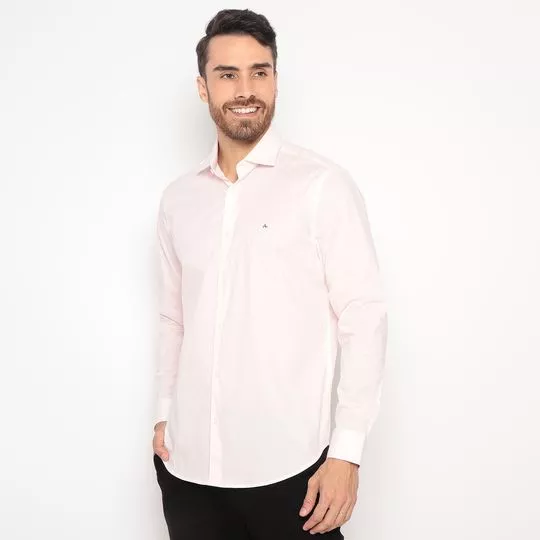 Camisa Slim Fit Com Recortes- Rosa Claro