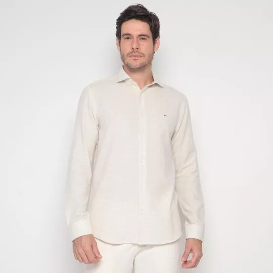 Camisa Slim Fit Com Bordado- Off White