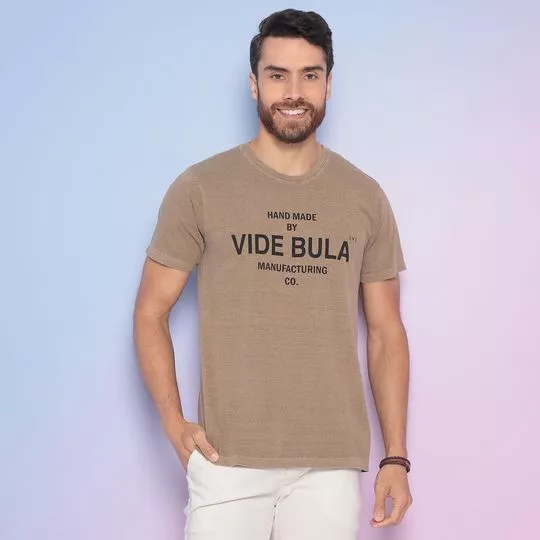 Camiseta Vide Bula- Marrom Claro & Preta
