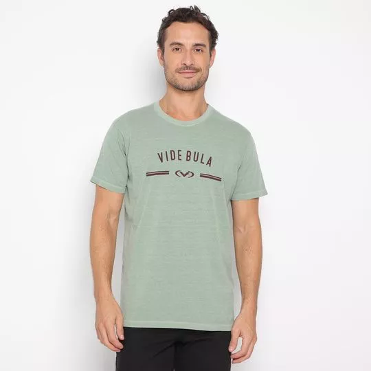 Camiseta Com Inscrições- Verde Claro & Bordô