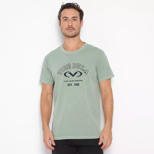 Camiseta Com Inscrições- Verde Claro & Preta