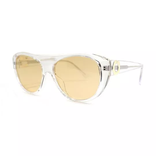 Óculos De Sol Arredondado- Incolor & Bege- Iódice