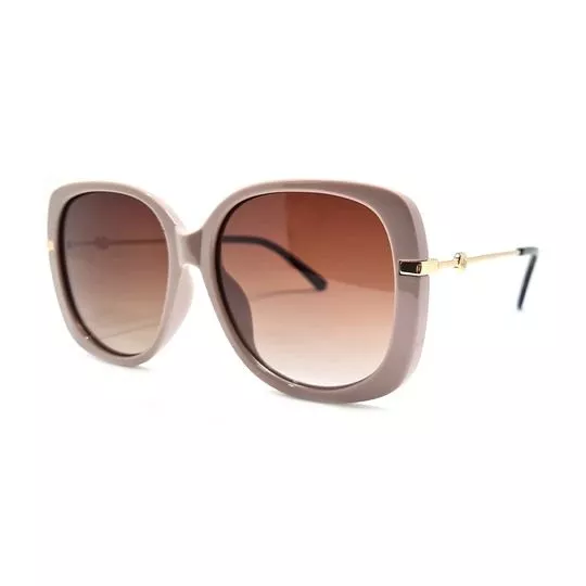 Óculos De Sol Arredondado- Marrom & Dourado- Morena Rosa