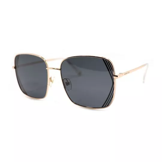 Óculos De Sol Quadrado- Dourado & Preto- Morena Rosa