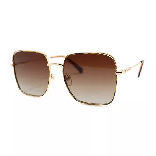 Óculos De Sol Quadrado- Marrom & Dourado- Morena Rosa