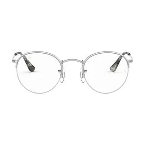 Armação Round Para Óculos De Grau<BR>- Prateada & Preta<BR>- Ray-Ban