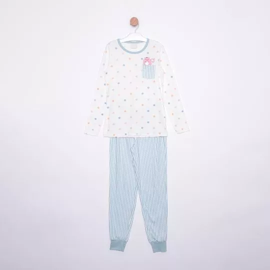 Pijama Esquilo- Branco & Azul Claro- Danka Pijamas