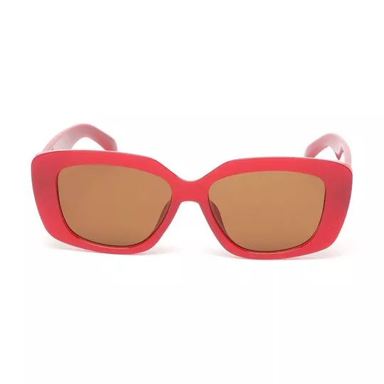 Óculos De Sol Retangular- Vermelho & Marrom