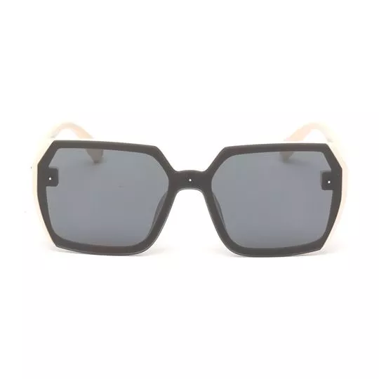 Óculos De Sol Quadrado- Bege Claro & Preto