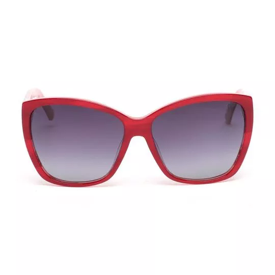 Óculos De Sol Quadrado- Vermelho & Cinza Escuro