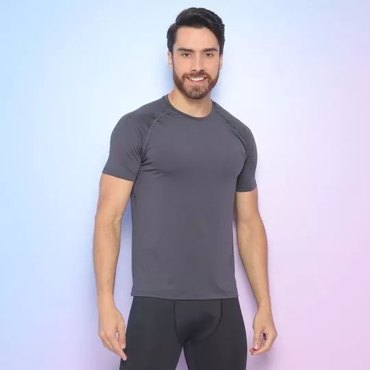 Camiseta Com Proteção UV 50+- Cinza Escuro- Physical Fitness