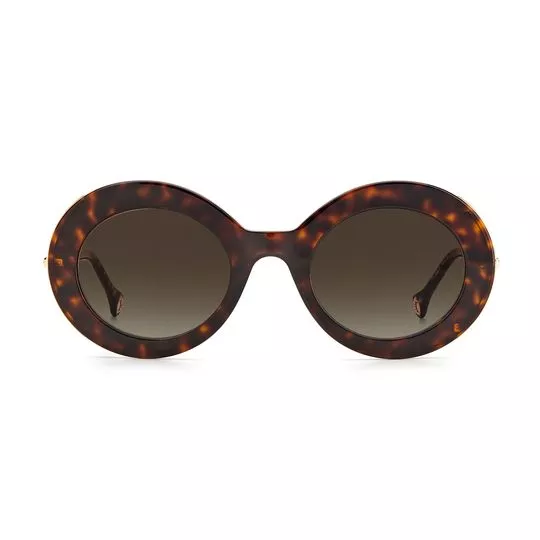Óculos De Sol Arredondado- Marrom Escuro & Dourado- Carolina Herrera