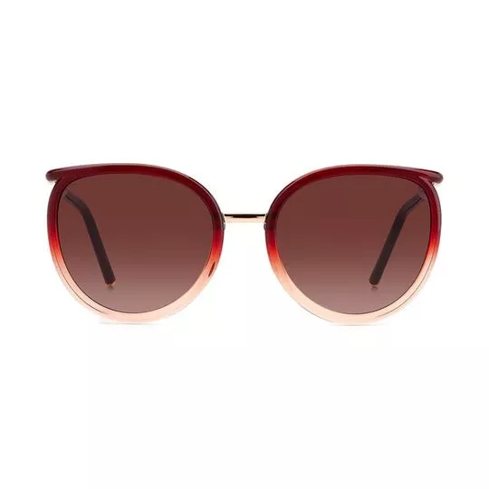 Óculos De Sol Arredondado- Vermelho & Bege Claro- Carolina Herrera