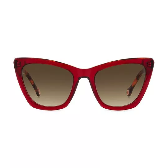 Óculos De Sol Gatinho- Vermelho & Marrom- Carolina Herrera