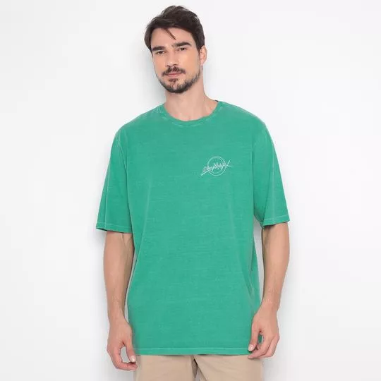 Camiseta Com Inscrição- Verde & Cinza- Blue Man