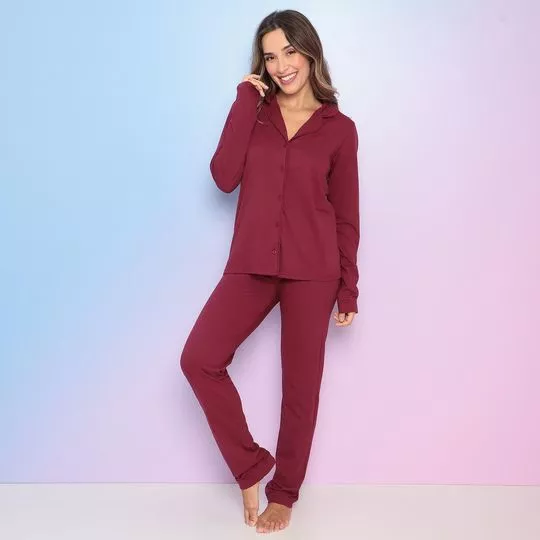 Pijama Liso - Bordô - Lupo - PRIVALIA - O outlet online de moda Nº1 no  Brasil