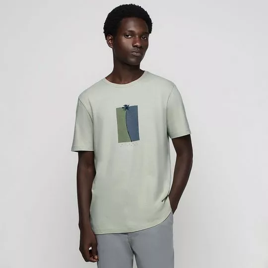Camiseta Abstrata- Verde Claro & Azul