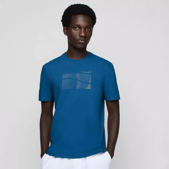 Camiseta Abstrata- Azul & Off White