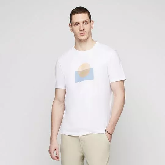 Camiseta Abstrata- Branca & Azul Claro