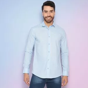 Camisa Com Recortes<BR>- Azul Claro