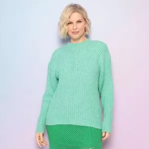 Suéter Em Tricô<BR>- Verde Claro