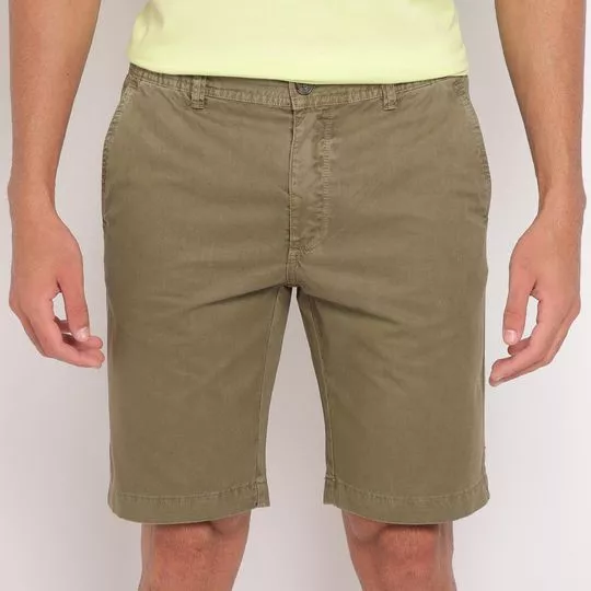 Bermuda Jeans Com Recortes- Verde Militar