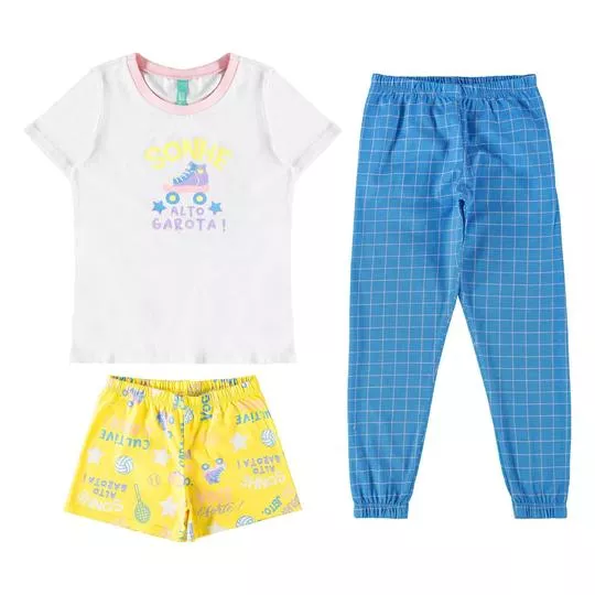 Pijama Inscrições- Branco & Amarelo- Malwee
