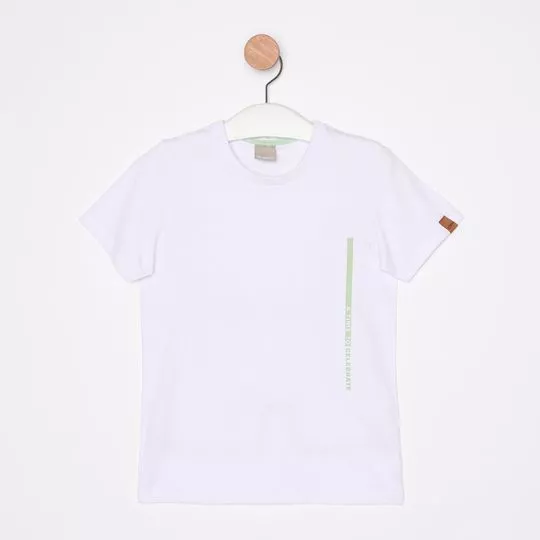 Camiseta Com Inscrições- Branca & Verde- Carinhoso
