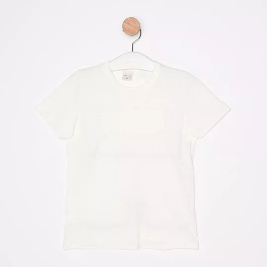 Camiseta Com Inscrições- Off White- Carinhoso