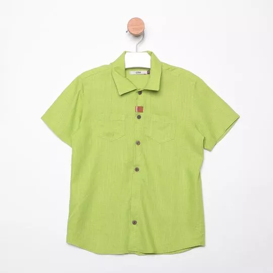 Camisa Com Linho- Verde Limão- Carinhoso