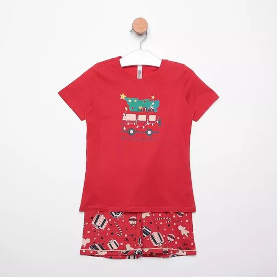 Pijama Presentes- Vermelho Escuro & Preto- Malwee