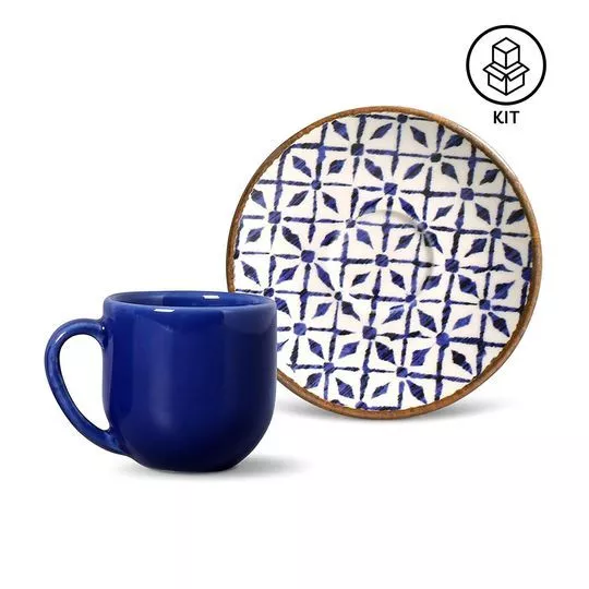 Jogo De Xícaras Para Café Coup Asteca- Off White & Azul Escuro- 6Pçs- 112ml