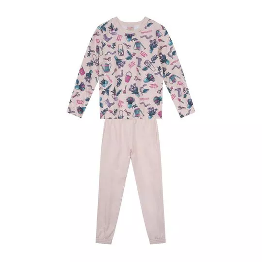 Pijama Jardinagem- Rosê & Azul