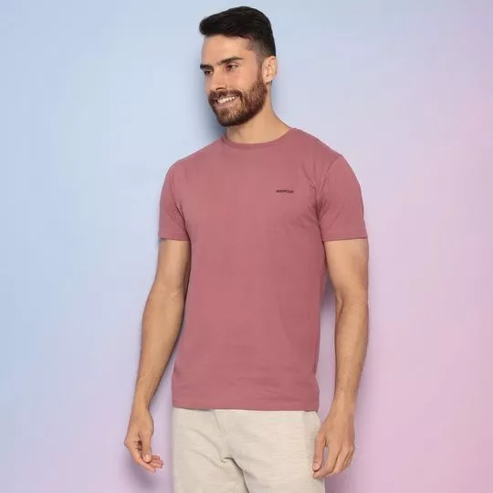 Camiseta Com Bordado- Rosa