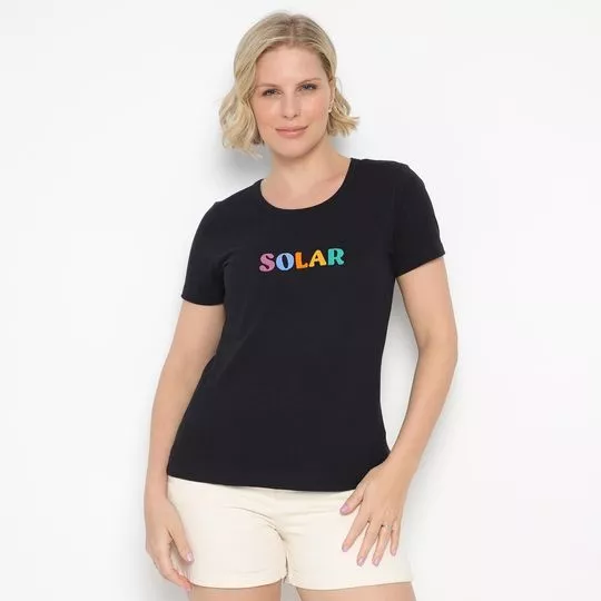 Camiseta Solar- Preta & Laranja