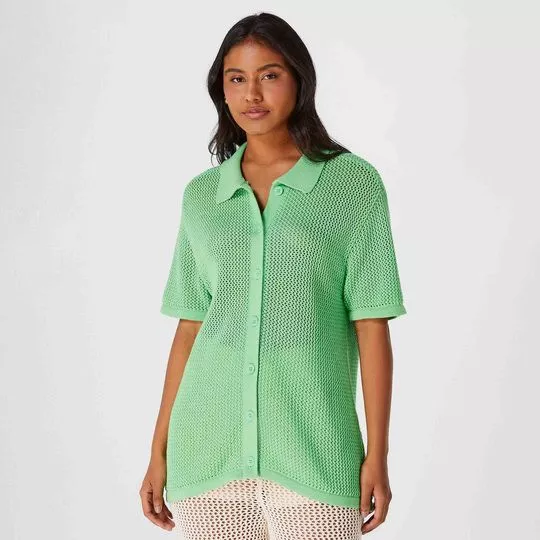 Camisa Em Tricô- Verde Claro